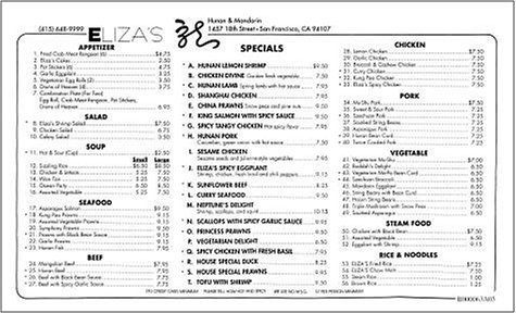 san francisco and restaurants and eliza restaurant
